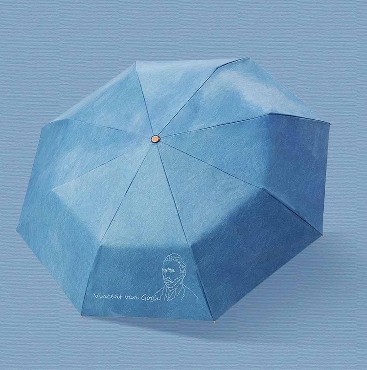 ゴッホ コーンフラワーとポピーの花瓶 晴雨兼用折りたたみ傘 8本骨 UPF50+
