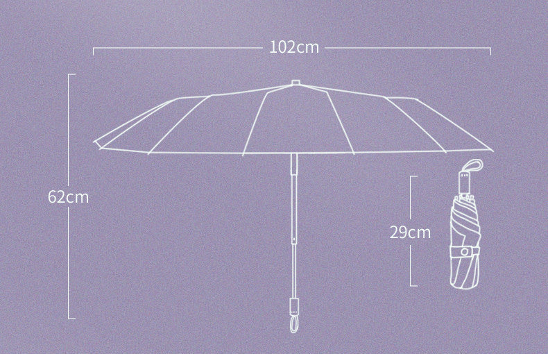ミュシャ エレガントパープルの３段折りたたみ晴雨兼用傘 16本骨