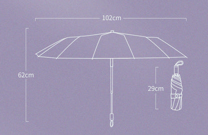 ミュシャ エレガントパープルの３段折りたたみ晴雨兼用傘 16本骨