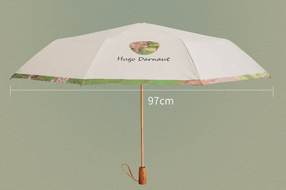 ヒューゴ・ダルノート”城の入り口のライラックの茂み”３段折りたたみ晴雨兼用傘 8本骨
