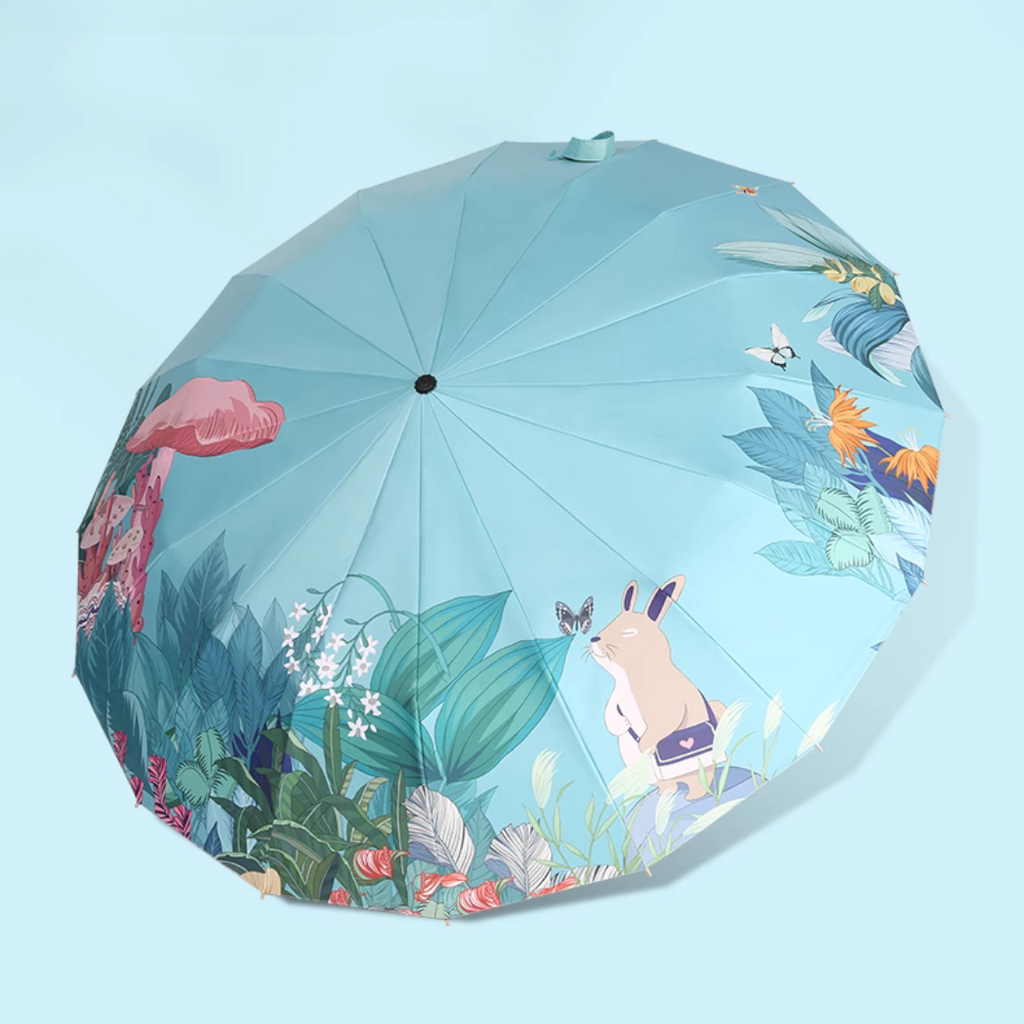 森の仲間たち 晴雨兼用折りたたみ傘 16本骨 UPF50+