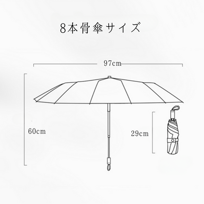 Flower Shadowの3段折りたたみ傘（晴雨兼用傘）8本骨