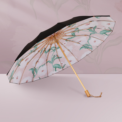 2色のお花の3段折りたたみ傘（晴雨兼用傘）16本骨