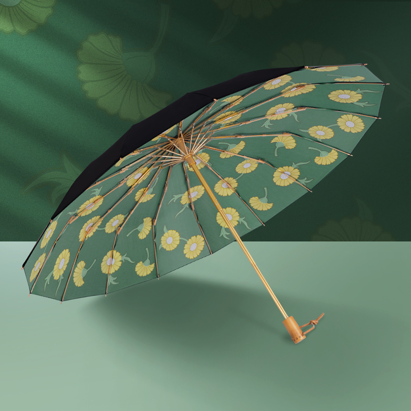 ひなぎく柄 晴雨兼用折りたたみ傘 16本骨 UPF50+