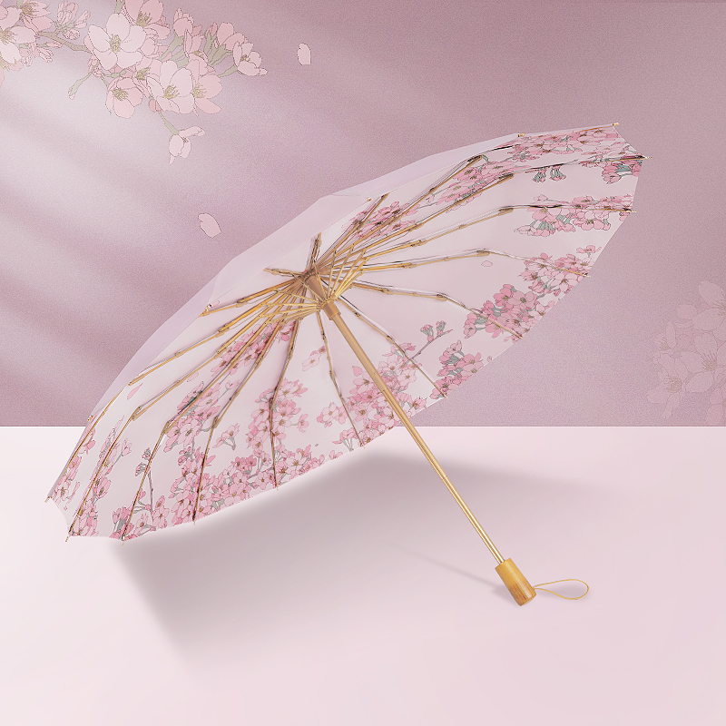 さくら柄 晴雨兼用折りたたみ傘 UPF50+