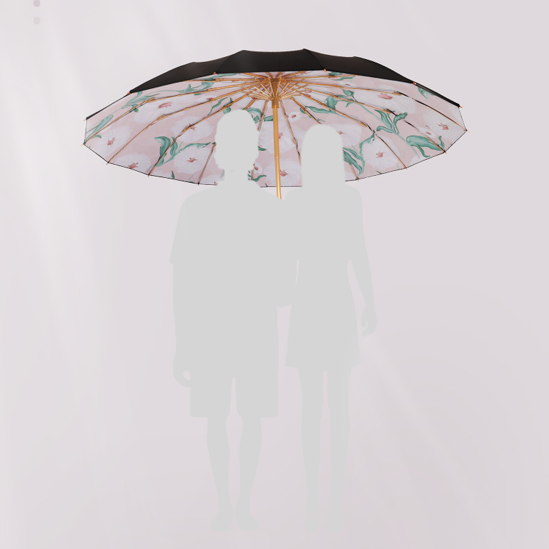 2色のお花柄 晴雨兼用折りたたみ傘 16本骨 UPF50+