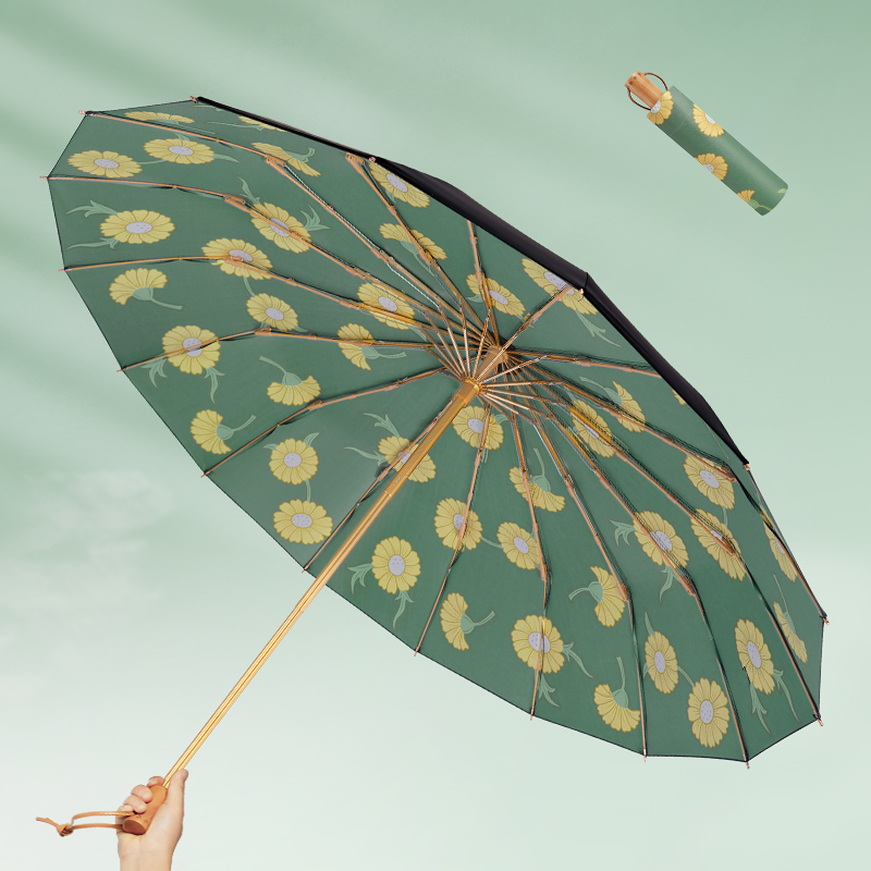 ひなぎく柄 晴雨兼用折りたたみ傘 16本骨 UPF50+