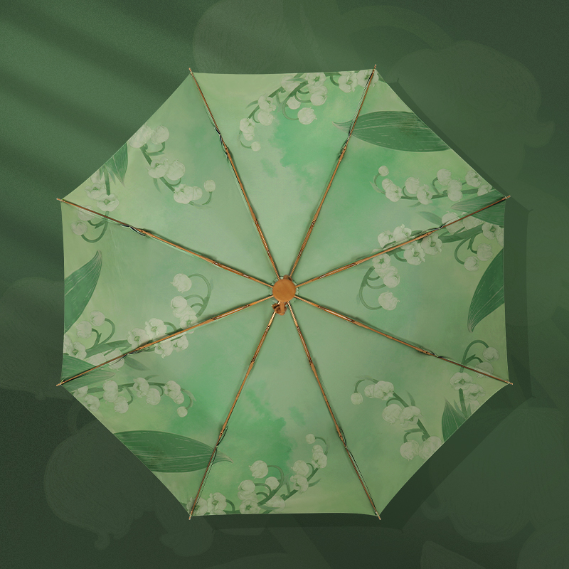 鈴蘭柄 晴雨兼用折りたたみ傘 8本骨 UPF50+