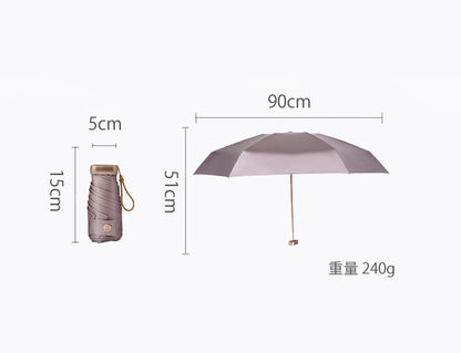 軽量・ゴッホの白薔薇の6段折りたたみフラット傘【小型ポケットサイズ】（日傘）6本骨